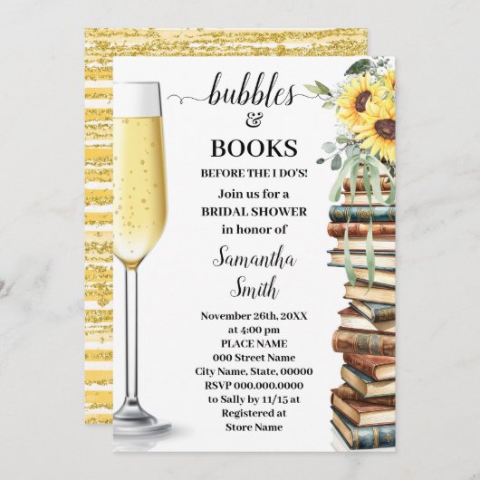 Bubbles & Book Before I do Sunflower Bridal Shower Kaart (Voorkant / Achterkant)