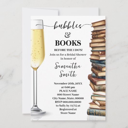 Bubbles & Books Before I Do Bridal Shower Kaart (Voorkant)