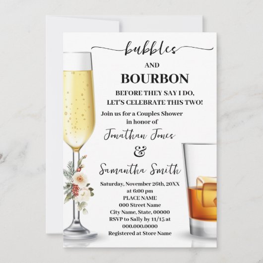 Bubbles & Bourbon Before I do Winter Shower Kaart (Voorkant)