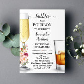 Bubbles & Bourbon roze bloemen Volwassenen Verjaar Kaart