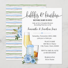 Bubbles & Bourbon voor Baby Due Blue Baby shower Kaart