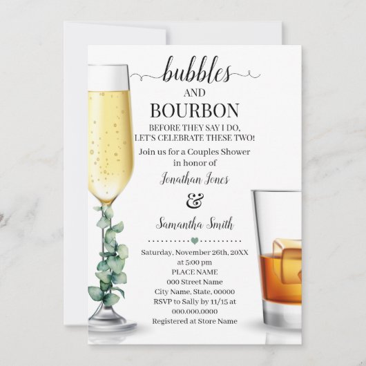 Bubbles & Bourbon voor ik de groene Invi ga douche Kaart (Voorkant)