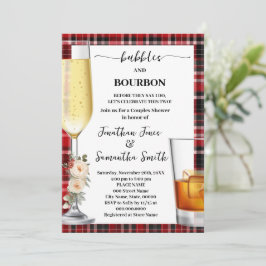 Bubbles & Bourbon Winter Buffalo Plaid Shower Kaart