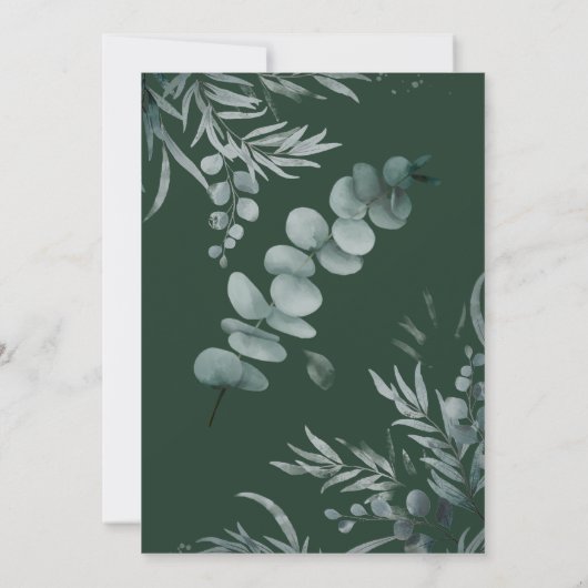 Bubbles & Breedparen bruiloft Eucalyptus Kaart (Achterkant)