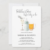 Bubbles & Brew Groen Neutraal Baby shower Kaart (Voorkant)