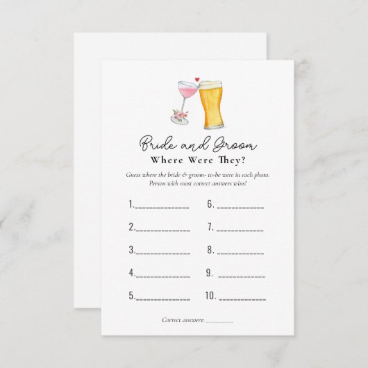 Bubbles & Brew "Waar waren ze" Showgames Kaart (Voorkant / Achterkant)