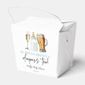 Bubbles Brews and Diapers Too! Baby Shower Bedankdoosjes (Achterkant)