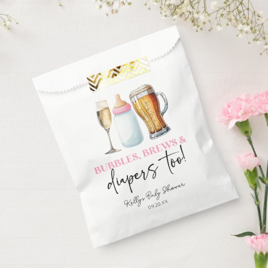 Bubbles Brews and Diapers Too! Baby Shower Bedankzakje (Gezegeld)