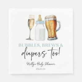 Bubbles Brews and Diapers Too! Baby Shower Servet