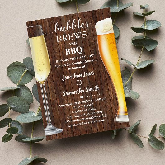 Bubbles Brews & BBQ Westerne stellen Shower uitnod Save The Date