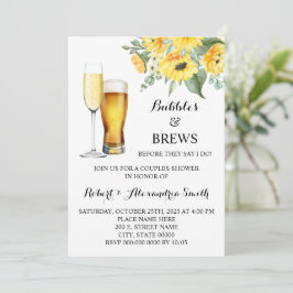 Bubbles & Brews Couples Weddenschap Zonnebloemen Kaart