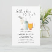 Bubbles & Brews Green Neutral Couples Baby shower Kaart (Staand voorkant)