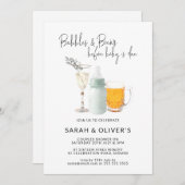 Bubbles & Brews Green Neutral Couples Baby shower Kaart (Voorkant / Achterkant)