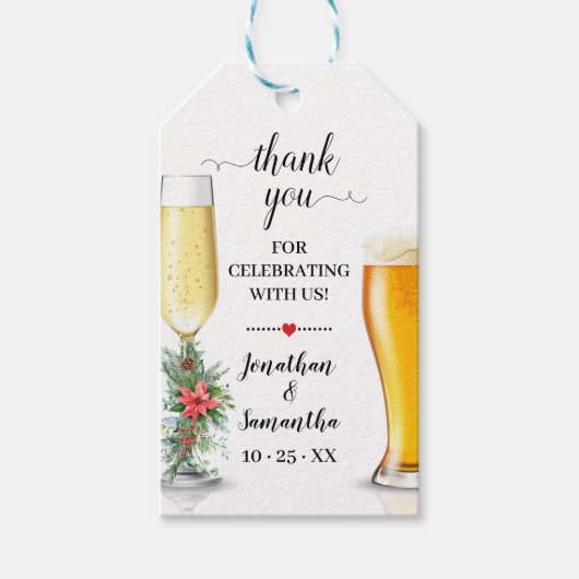 Bubbles & Brews gunsttag Christmas Vrijgezellenfee Cadeaulabel (Voorkant)
