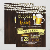 Bubbles & Brews Koppel Bruiloft Uitnodiging (Voorkant / Achterkant)