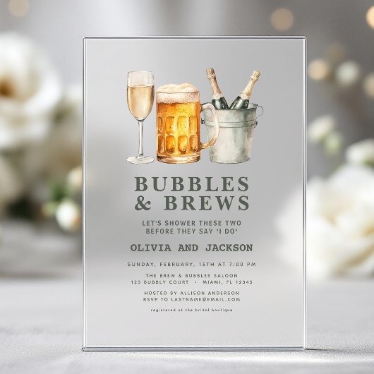 Bubbles & Brews Koppelsprong Acryl Uitnodigingen