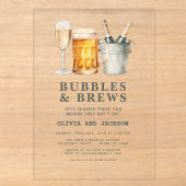 Bubbles & Brews Koppelsprong Acryl Uitnodigingen (Voorkant)
