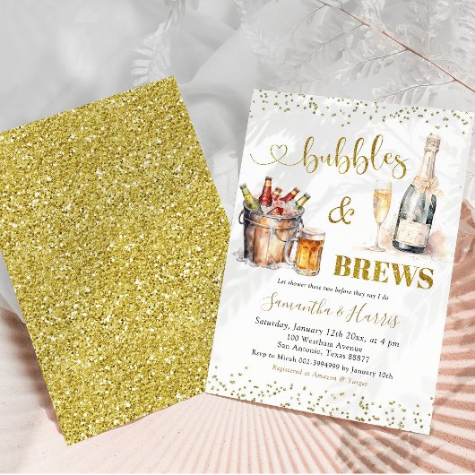 Bubbles & Brews Paar Douche Uitnodiging
