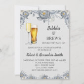 Bubbles & Brews-paren bruiloft Shower Gray Floral Kaart (Voorkant)
