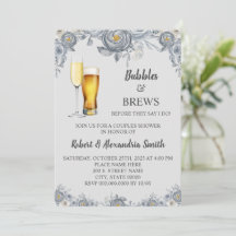 Bubbles & Brews-paren bruiloft Shower Gray Floral