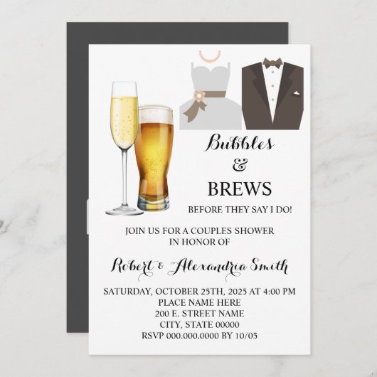 Bubbles & Brews-paren Weddenschappen Kaart (Voorkant / Achterkant)