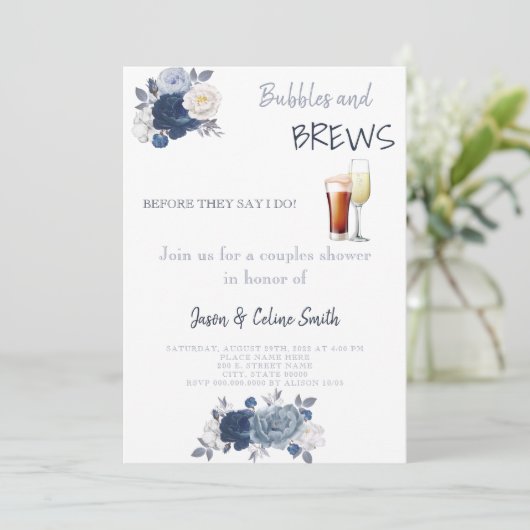 Bubbles & Brews-paren Weddenschappen Kaart (Staand voorkant)