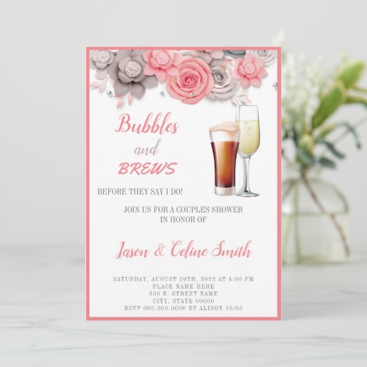 Bubbles & Brews-paren Weddenschappen Kaart (Staand voorkant)