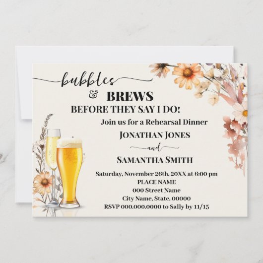 Bubbles & Brews repetitie diner Herfst Wildbloemen Kaart (Voorkant)
