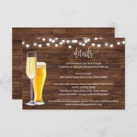 Bubbles & Brews Rustic - Extra info Informatiekaartje (Voorkant / Achterkant)