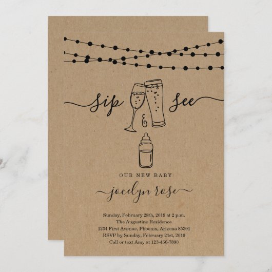 Bubbles & Brews Sip & See Kaart (Voorkant / Achterkant)