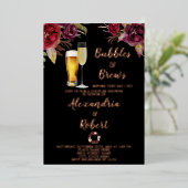 Bubbles & Brews stellen Roos voor weduwschap Gold Folie Uitnodiging (Staand Voorkant)