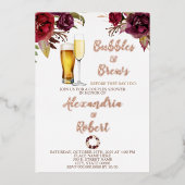 Bubbles & Brews stellen Roos voor weduwschap Gold Folie Uitnodiging (Voorkant)