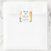 Bubbles & Brews Thank You Winter Wedding Vierkante Sticker (Tas)