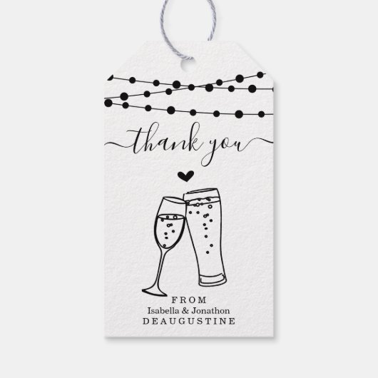 Bubbles & Brews Trouw Dank Je - Rustieke Kraft Cadeaulabel (Achterkant)