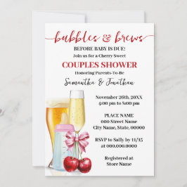 Bubbles & Brews voor baby due Cherry Baby shower Kaart