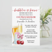 Bubbles & Brews voor baby due Cherry Baby shower Kaart (Staand voorkant)