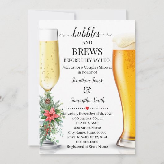Bubbles & Brews voordat ik doe Kerstmis douche Kaart (Voorkant)