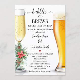 Bubbles & Brews voordat ik doe Kerstmis douche Kaart