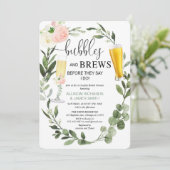 Bubbles brouwt roze groen koppels vrijgezellenfees kaart (Staand voorkant)