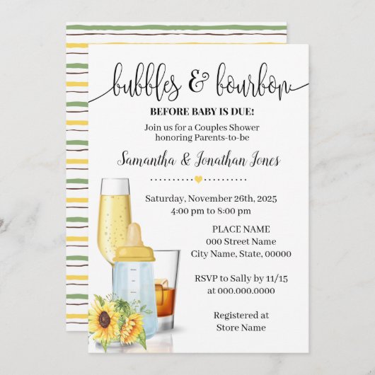 Bubbles & brouwt voor Baby door Zonnebloemen Douch Kaart (Voorkant / Achterkant)