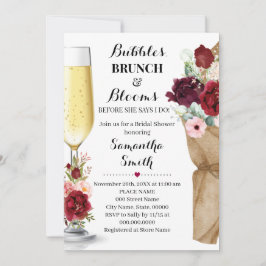 Bubbles Brunch & Blooms Marsala Vrijgezellenfeest Kaart