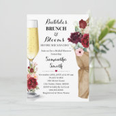 Bubbles Brunch & Blooms Marsala Vrijgezellenfeest Kaart (Staand voorkant)