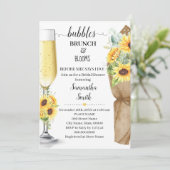 Bubbles Brunch & Blooms Sunflower Vrijgezellenfees Kaart (Staand voorkant)
