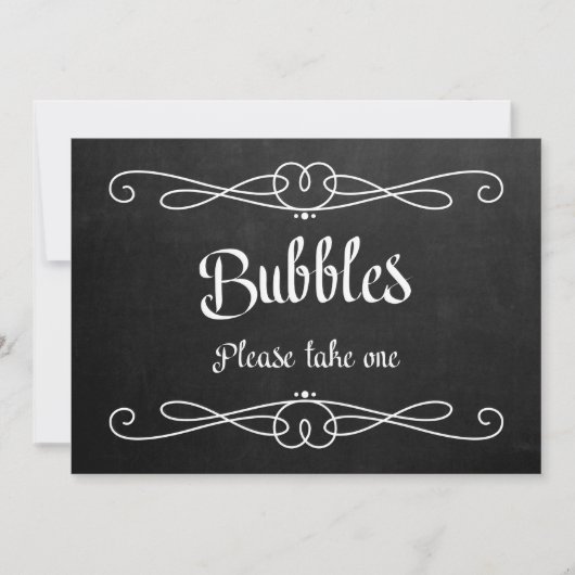 "Bubbles" Chalkboard Wedding Sign Kaart (Voorkant)