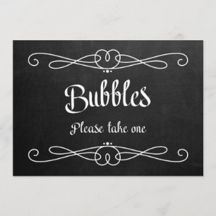 "Bubbles" Chalkboard Wedding Sign Kaart
