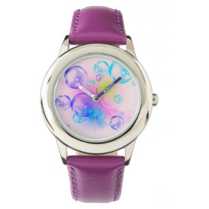 BUBBLES - Colorful Abstracte Afbeelding van Fracta Horloge