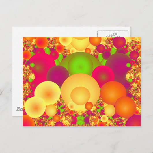 Bubbles Cool Colorful Abstract Fine Fractal Briefkaart (Voorkant / Achterkant)