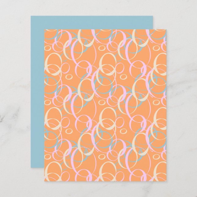 Bubbles crèmepapier met roze Aqua Oranje scrapbook (Voorkant / Achterkant)