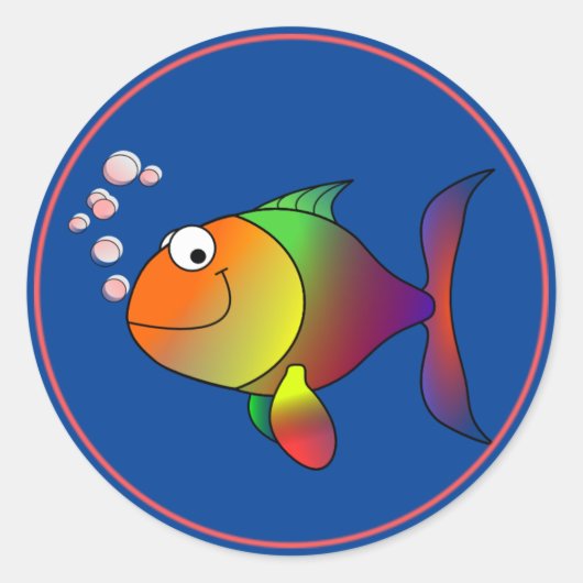 Bubbles, de vis, ronde sticker (Voorkant)