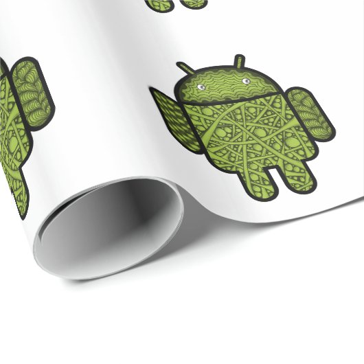 Bubbles Doodle Character voor de Android™-robot Cadeaupapier (Rol Hoek)